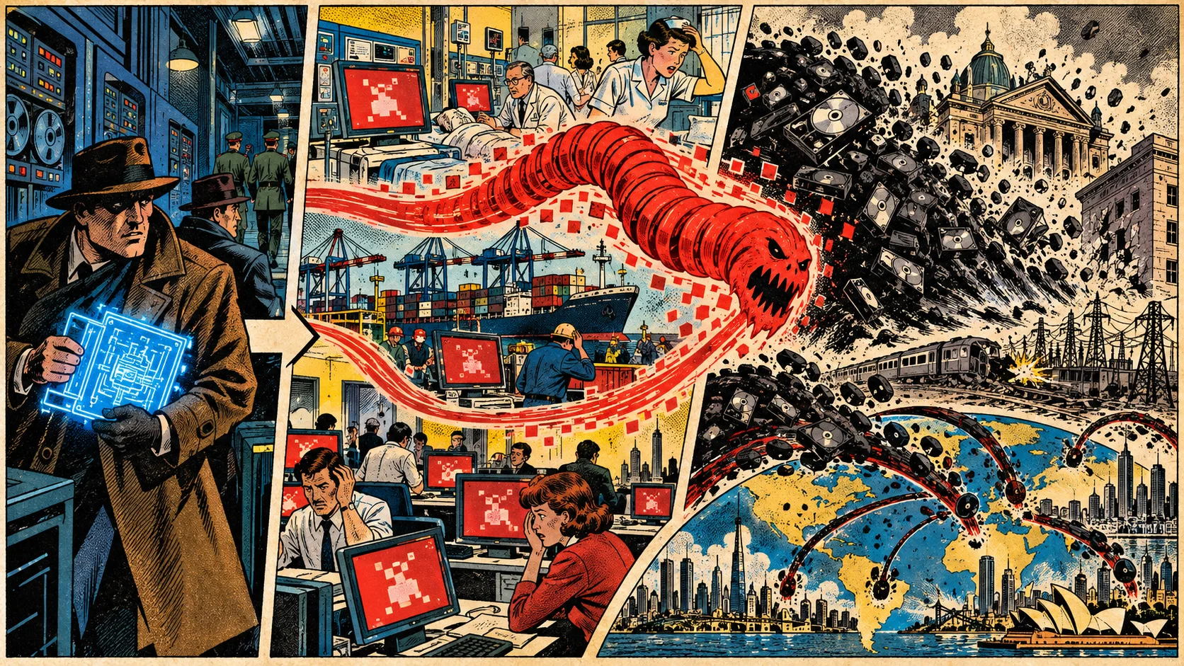 A cyber weapon stolen from an arsenal turns into WannaCry then into a destructive NotPetya wave targeting Ukraine and the world.