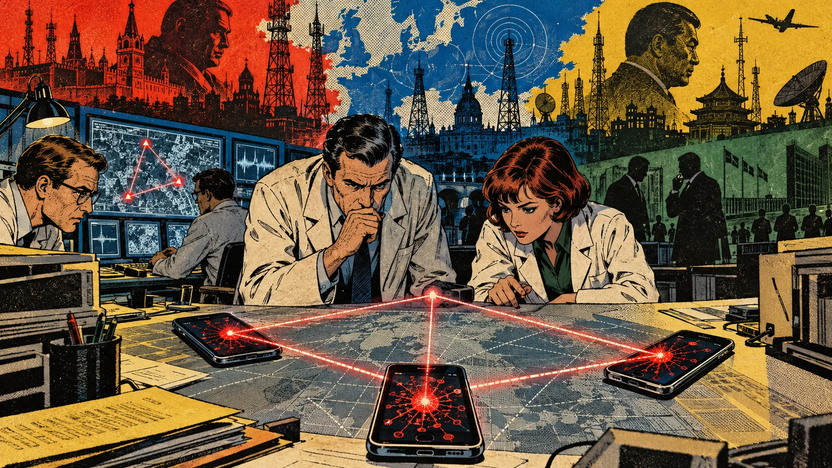 Analysts discover an invisible infection linking multiple iPhones in a triangular spying operation.